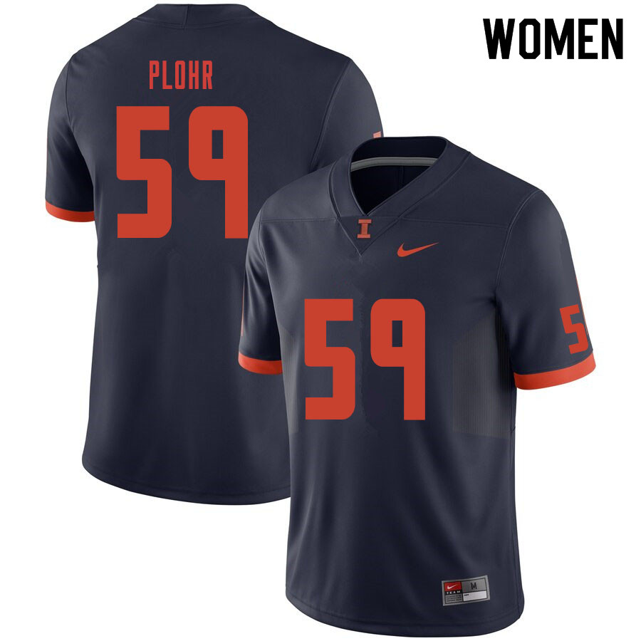 Women #59 Josh Plohr Illinois Fighting Illini College Football Jerseys Sale-Navy